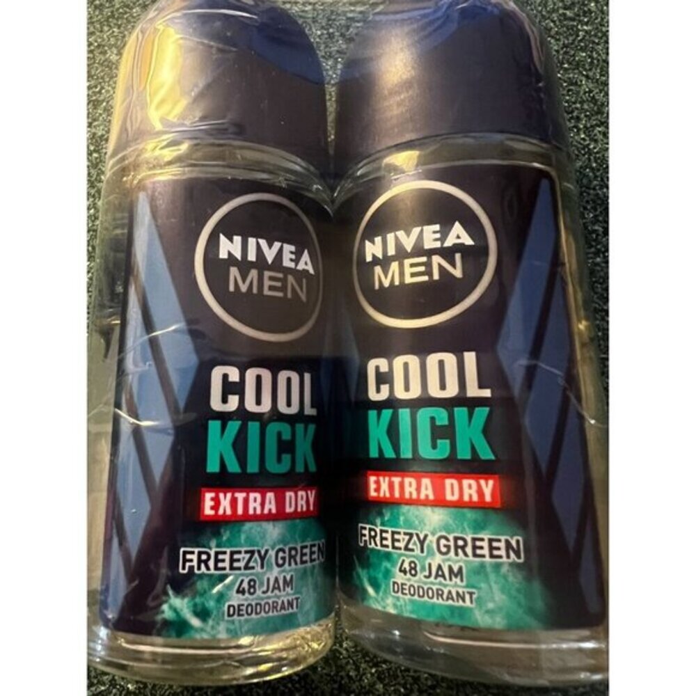 Nivea Men Cool Kick Extra Dry Deodorant 48 Jam‎ Freezy Green 50ml 2-Pack
